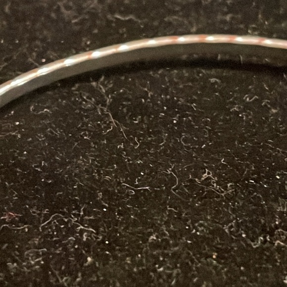 8” mixed metal polished silver tone diamond etched stackable bangle bracelet - Picture 7 of 12